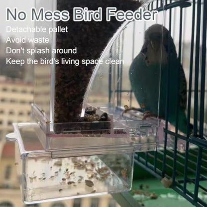 No Mess Bird Feeder Water Dispenser Set Acrylic Automatic Parrot Feeder | Transparent Parrot Food Container Drinker Cage Accessories for Small Birds Canary Finch (Dark green, 1) - color: Dark green