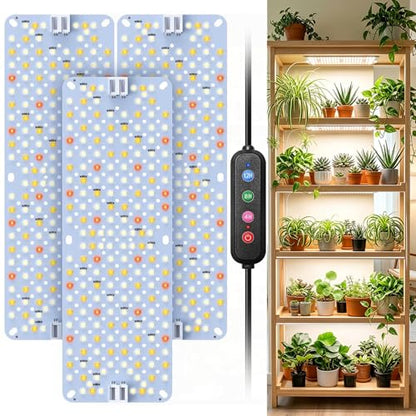 SDOVUERC 36W(Acutal Power) Full Spectrum Grow Lights for Indoor Plants – 576 LEDs,4/8/12/16/20H Timer,Daisy Chain,Wide Lighting Area for Seed Starting(Pack3) - color: Panel Grow Light(3Pack)
