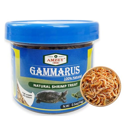 Amzey 0.5oz Sun Dried Baby Shrimp for Turtles - 100% Natural Dried Red Shrimp Fish Food, High Protein Gammarus, Food for All Aquatic Fish, Turtles, Frog, and Newts