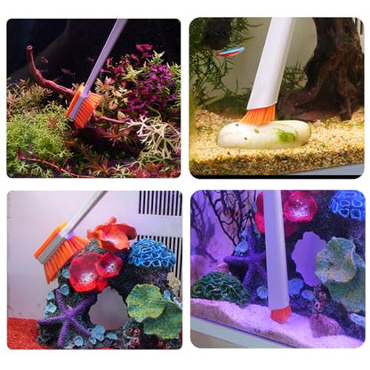 Vimvins Small Fish Tank Cleaner - Algae Scraper for Glass Aquariums - Aquarium Brush & Scrubber Tool Adapted for Cleaning Glass and Acrylic Aquariums. - size: 17.3 Inch