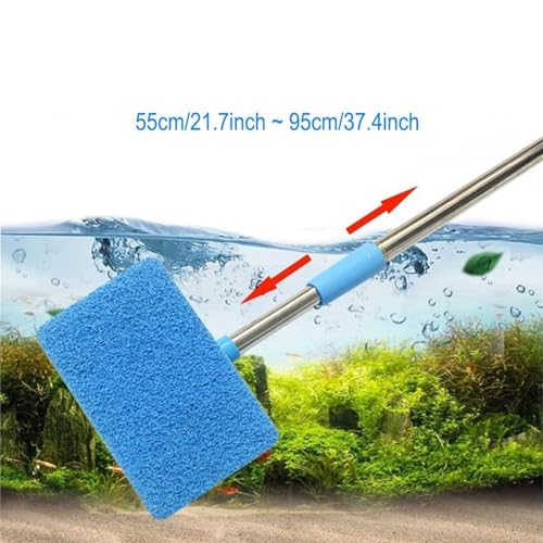 Aquarium Cleaning Brush Sponge Adjustable Algae Scraper Scrubber | Space-Saving Fish Tank Brush Cleaner for Aquarium Turtle Reptile Terrarium Home Kitchen Water Wall Betta