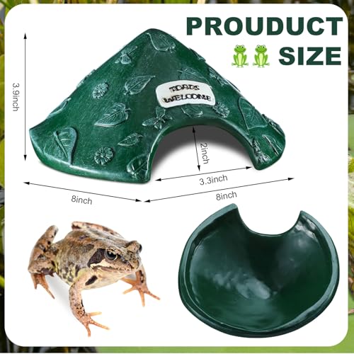Toad House for Outside Garden, Frog House 8 x 8 x 3.9 Inch Reptile Hide Cave for Toad Frog Turtle Lizard Aquarium Fish(Green) - color: Green