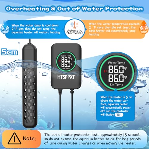 Aquarium Heater, 100W/200W/300W/500W Adjustable Fish Tank Heater with Intelligent Digital LED Controller, Overheating and Out of Water Protection for Freshwater and Saltwater Tanks - size: 300W for 40-75 Gallon