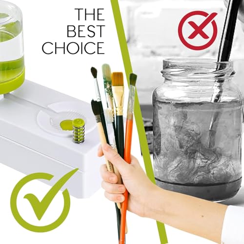 Paint Brush Rinser – Brush Cleaning Tool with Water Dispenser Tank Cleaner Machine for Acrylic Painting Watercolor and Crafts Compact Paintbrush Cleaner Station