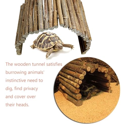 Hamiledyi 19.7" L x 5.9" W Wooden Reptile Bridge Ladder Bearded Dragon Bendy Bridge Climbing Ladder with Reptile Food Water Bowl for Lizards Gecko Spiders Snakes Tortoise - size: 19.7 x 5.9 inches