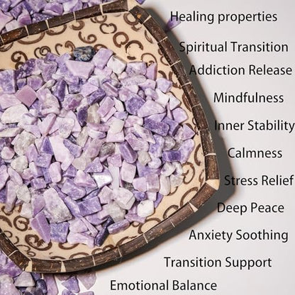 Lepidolite Crystal Chips Bulk 1lb, 600+ Pieces, 8-15mm Natural Purple Mica - color: Lepidolite, size: 1LB