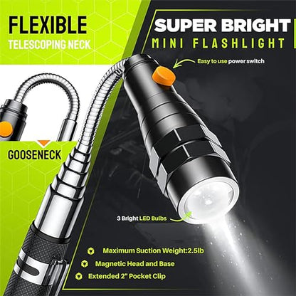 Telescoping Magnetic Pickup Tool Set, Inspection Mirror Telescoping, LED Flashlight, Cool Gadgets for Men, Stocking Stuffers, Gifts for Dad, Husband, Kids, Boyfriend, Magnet Stick (Camo) - color: Camouflage