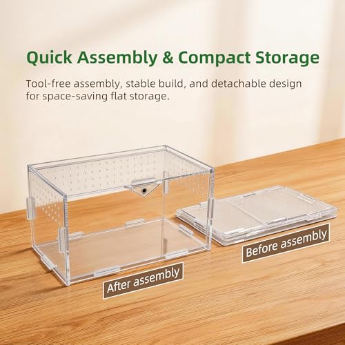 Portable Acrylic Jumping Spider Terrarium with Magnetic Lock 7.9×4.7×4.7" | Ventilated design; secure magnetic lock closure. Designed for small reptiles & insects. Lightweight for travel and display - size: 7.9×4.7×4.7 Inch