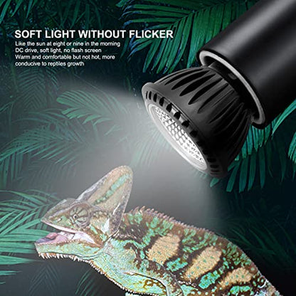 Reptile Heat Lamp, UVA UVB Reptile Light Light Bulb E27 Heat Lamp Bulbs Full Spectrum Light Bulb Sunbathe Heat Lamp for Reptile Amphibian Lizard Snake (Black 10.0)