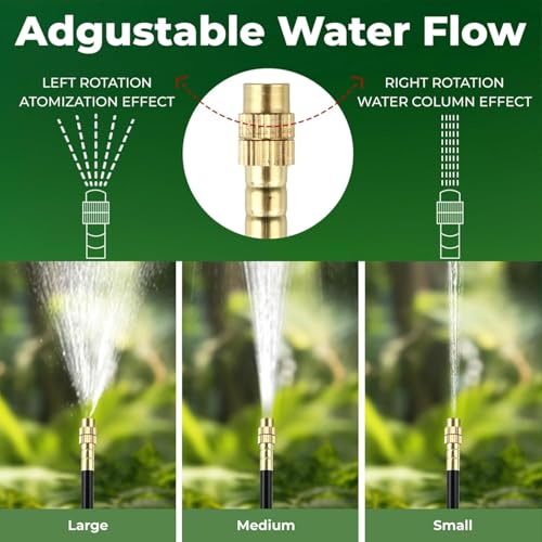 230FT Drip Irrigation System for Garden: 40 Nozzles 1/4" PE Tubing Automatic Watering Kit Adjustable Misting Sprinkler Mister Hose for Water Plants Tape Raised Beds Lawn Outdoor Yard Greenhouse - size: 230FT