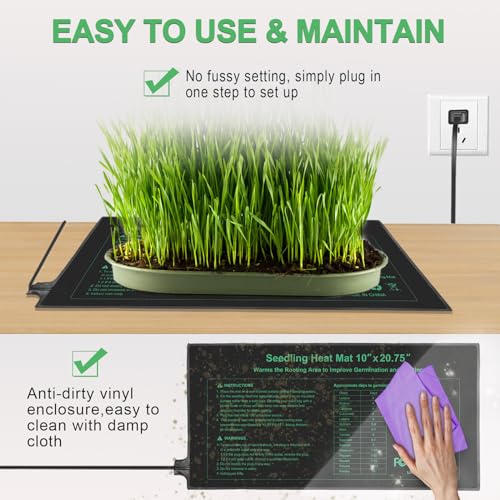 Durable Seedling Heat Mat 10x20.75 inches 4 Pack, Upgraded MET Certified Heat Mat for Plants Seed Germination,Hydroponic, Waterproof Greenhouse Heater, Seed Starter - size: 10"x20.75" 4pack