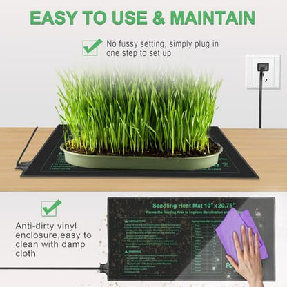 Durable Seedling Heat Mat 10x20.75 inches 4 Pack, Upgraded MET Certified Heat Mat for Plants Seed Germination,Hydroponic, Waterproof Greenhouse Heater, Seed Starter - size: 10"x20.75" 4pack