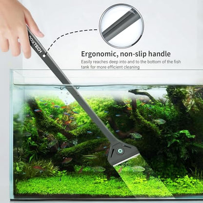 Aquarium Algae Scraper with Dual Head Design for Small Tanks | 2-in-1 stainless steel blade & soft brush.,Easy blade replacement,Safe glass cleaner for fish tank maintenance