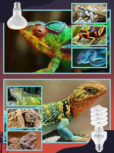 Heat Lamp Combo, 100W UVA Daylight & 26W Desert 10.0 UVB Light | Energy Saving UVB Bulb, Infrared Basking Light, For Bearded Dragon, Turtle and Lizard, Reptile Heat Lamp Bulb