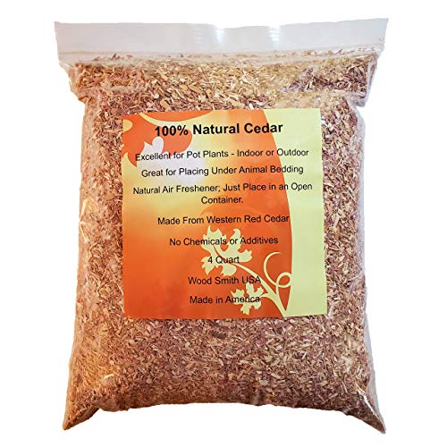 100% Natural Cedar Chips | Mulch | Great for Outdoors or Indoor Potted Plants | Dog Bedding | Pleasant Earthy Smell 4 Quarts - size: 4 Quarts