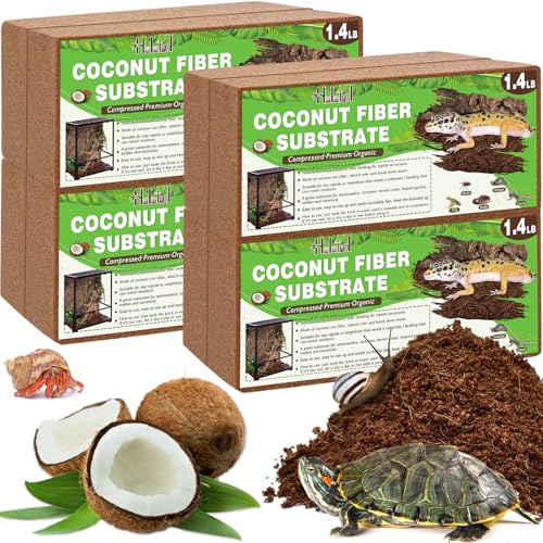Halatool 8 Pack Compressed Coconut Fiber Substrate for Reptiles | Organic Coconut Substrate, Reptile Bedding for Tortoises, Geckos, Snakes, Frogs, Lizards, Hermit Crabs & Tarantulas - color: 8 pack