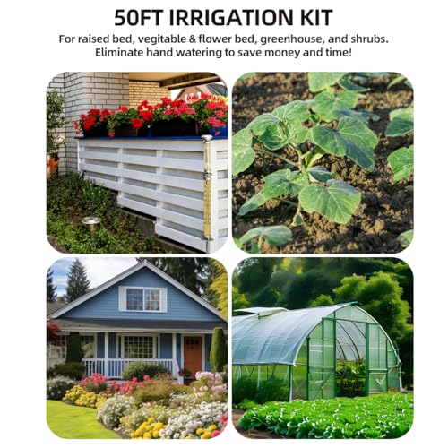 Drip Irrigation System Water Timer Automatic Irrigation Kit DIY Garden | with 1/2 inch Hose 1/4 inch Distribution Tubing and Accessories Misting System for Yard, Lawn, Patio - style: drip irrigation kits