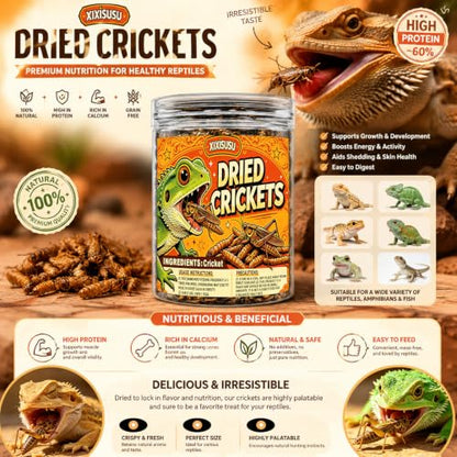 Freeze Dried Crickets – 4 Oz High Protein Freeze Dried Crickets, Food for Reptiles, Bearded Dragons, Lizards, Geckos, Birds, Fish,Hedgehogs, Bearded Dragon Food