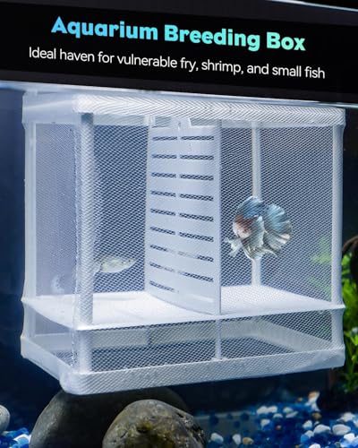 Pawfly Fish Tank Breeder Net Aquarium Fish Breeder Box with Nylon Mesh & Suction Cups Separation Net Small Fish Fry Hatchery Incubator Hatching Box for Baby Fish Shrimp Betta - size: Small
