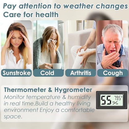 12-Pack Mini Hygrometer Indoor Humidity Meter, Highly Accurate Digital Thermometer Humidity Gauge Meter, Indoor Thermometer Hygrometer Monitor Fahrenheit (℉) for Humidors