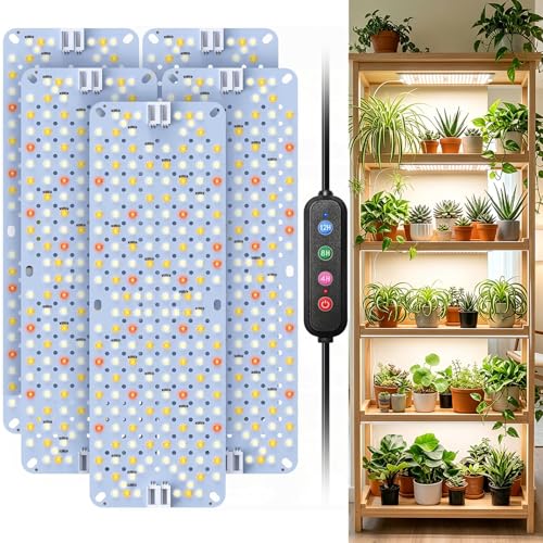 SDOVUERC Full Spectrum 960 LEDs Grow Lights,60W Plant Grow Lights for Indoor Plants with Daisy Chain Function, Sunlike Spectrum,4/8/12/16/20H Timer for Seed Starting(Pack5) - color: Panel Grow Light(5Pack)
