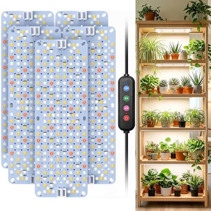 SDOVUERC Full Spectrum 960 LEDs Grow Lights,60W Plant Grow Lights for Indoor Plants with Daisy Chain Function, Sunlike Spectrum,4/8/12/16/20H Timer for Seed Starting(Pack5) - color: Panel Grow Light(5Pack)
