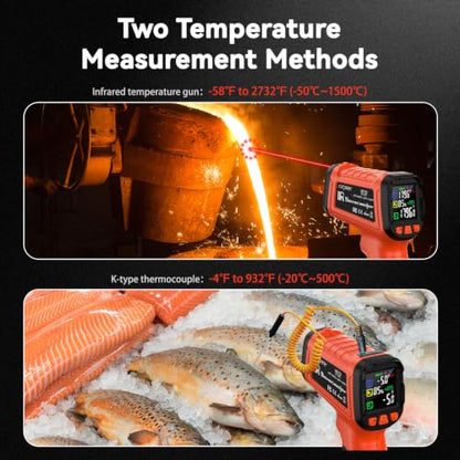 Infrared Thermometer Gun | -58°F to 2732°F, 50:1 - color: -58°F to 2732°F/-4°F to 932°F