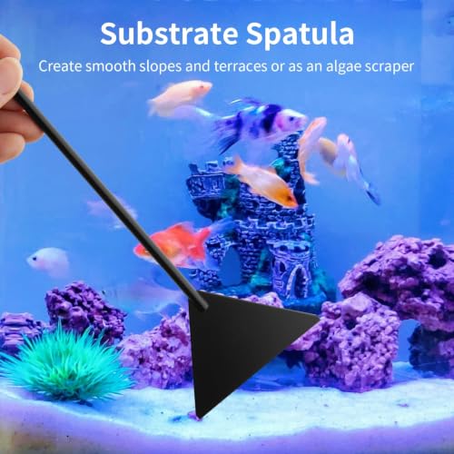 Tifanso 4-in-1 Aquarium Aquascape Tool Kit with Tweezers Scissors Scraper | Rustproof, Long Handle, For Plant Trimming Algae Scraping Reptile Feeding, Fits Aquariums Terrariums, Tank Accessories