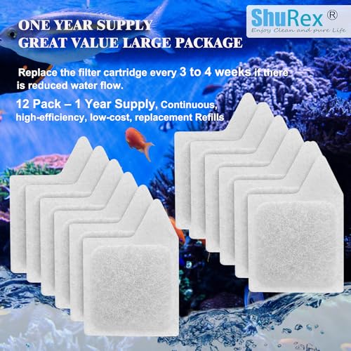 12Pcs XS Filter Cartridge for Tetra Whisper Extra Small Tanks Filter | XS Activated Carbon Refilled Filter Cartridge for Aquarium Kits Less 3 Gallons, Natural Coconut Shell Activated Carbon, White