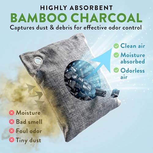 Activated Bamboo Charcoal Odor Absorber Bags for Strong Odors - 12 Pack Large 100g Air Purifying Bags, Natural Activated Charcoal Deodorizer for Shoes, Closet, Car, Gym Bag, Bathroom & Home - style: 12 x 100g