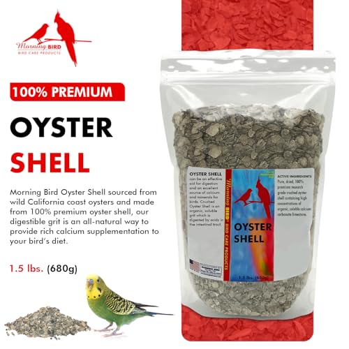 Morning Bird Oyster Shell 1.5 lb - Natural Calcium Supplement for Birds | Natural Calcium Bird Supplement – Sustainably Harvested from California Coastal Waters – Safe Year Round Bird Food Additive - size: 1.5 Pound (Pack of 1)