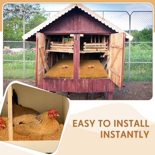 Teenyyou 24 Pack Chicken Nesting Box Pads, 13 x 13 x 1.18 Inch Washable Nesting Pad for Chicken Coop, Artificial Grass Rug Carpet Reusable Nest Box Bedding Fake Synthetic Turf Mat for Hen Laying Eggs