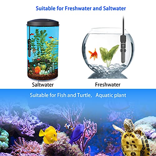 YOFOTHS Adjustable Mini Aquarium Heater, 50W for Tanks 5-10 Gallons | Fish Tank Heater, Digital Display Thermostat, External Temperature Controller - size: 50W