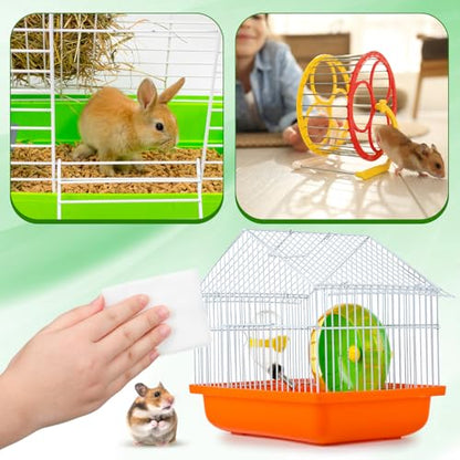 2 Pack Small Animal Cage Wipes 120 Count Small Animal Cage Clean up Wipes Removes Stubborn Caked-on Hamster Cages Cleaner for Pet Bunny Supplies Cleaning Deodorizing