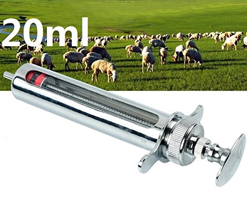 EatingBiting 20ml Reusable Stainless Steel Hypodermic Veterinary Animal Syringe Glass for Lab/Quality Stainless Steel/Simple Structure/with Locking Screws Simple Operation