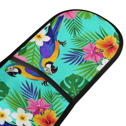 Dual-functionality Mitts and Pot Holders Sets High Heat Resistant Pot Holder Gloves Kitchen Aid BBQ (Tropical Parrot Cover) - color: Tropical Parrot Cover