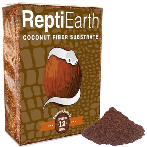 ReptiEarth Reptile Bedding, Fluffy Coconut Fiber Substrate 12 Quart Organic Coco Ready to Use for Bioactive Snake Terrarium, Lizard Tanks with Plants, for Frog, Tarantula or Hermit Crab Habitat - size: 12 Quart