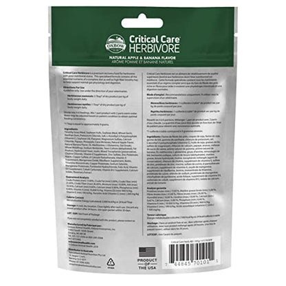Oxbow Critical Care Herbivore, Rabbit & Guinea Pig, Apple Banana, 141 g | Herbivore Emergency Food, Recovery, Rabbit Food, Recovery Diet, Apple Banana, Syringe, Tube Feeding, Complete Nutrition - size: 4.97 Ounce (Pack of 1)