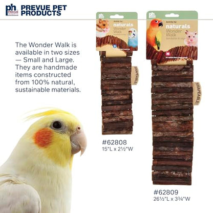 Prevue Pet Products Natural Large Wonder Walk Bird & Small Animal Ladder - Wooden Cage Accessories for Climbing, Exercise, Hanging Activity Bridge for Birds, Hamsters, Gerbils & Mice - size: Large