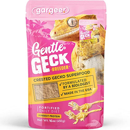 Gargeer 16oz Gentle Geck Breeder Diet - Crested Gecko Food. Made in USA | Expert-crafted superfood! Loaded with organic mango, banana, insect proteins & probiotics. No soy, wheat, or cheap fillers - size: 1 Pound (Pack of 1)