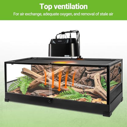 REPTI ZOO 67Gallon Reptile Large Terrarium 48" x 18" x 18" Upgrade Glass Front Opening Tank Sliding Door with Screen Ventilation Reptile Terrarium