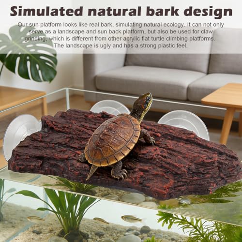 Turtle Basking Platform, Dock Resting Terrace Stone Aquarium Ornament Rock Landscaping Decoration, Climbing Ramp Shale Reptiles Dock for Small Reptile Frog Terrapin