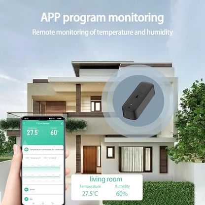 WiFi Hygrometer Thermometer Sensor, Wireless Smart Temperature Humidity Monitor with Remote App Notification Alert, for Home, Greenhouse Black (1 Pack)