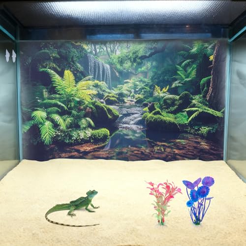 9 PCS Bearded Dragon Tank Accessories with Plastic Reptile Plants | Flexible Vine Jungle Climb with Leaves, Polyester Bearded Dragon Hammock, Background Decor for Gecko Chameleon Snake Lizard