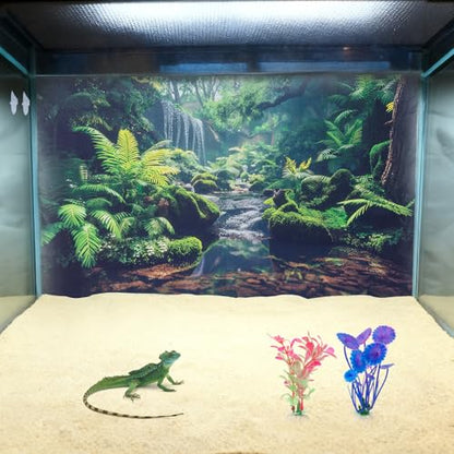 9 PCS Bearded Dragon Tank Accessories with Plastic Reptile Plants | Flexible Vine Jungle Climb with Leaves, Polyester Bearded Dragon Hammock, Background Decor for Gecko Chameleon Snake Lizard