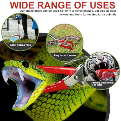 Snake Tong Reptile Grabber, 66 Inch Snake Clamping Tool for Safe Snake Handling and Rattlesnake CaptureMade of Stainless Steel tubing Sponge Handles and Plastic.