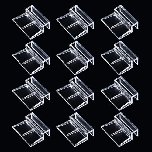 NestBasics 12pcs Transparent Aquarium Lid Clips,Rimless Fish Tank Glass Cover top Support,Aquarium Hood Holder, Aquarium top Clips,fit 11-12mm Thickness Glass(Transparent, 12pcs 11-12mm Clips) - color: Transparent, size: 12pcs 11-12mm clips