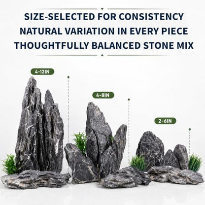 Seiryu Stone Aquascaping Rocks, 1 lb (2-4"), Aquarium Stone Set | Beginner to advanced aquascaping • Iwagumi-ready stone selection • Creates depth & perspective • Ideal for planted aquariums - color: Seiryu-Stone, size: 1 lb (2–4")