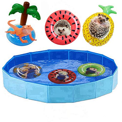Foldable Collapsible Lizard Bathing & Cooling Swimming Pool, Durable Bath Tub, Swimming Bath Water Washer for Bearded Dragons Hedgehog Hamster & Small Animals, Bonus - Bearded Dragon Swim Float - size: 50x8cm(19.7''x3.2')