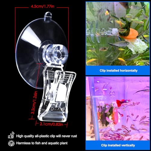6pcs Aquarium Suction Cup Clips Seaweed Clip for Saltwater Fish Tank Veggie Feeder clamp Plant Holder nori Clip Saltwater Aquarium Tool Fish Tank Accessories - size: 6pcs suction cup clips